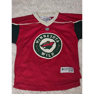Boys Reebok Minnesota Wild Red Green Hockey Jersey S